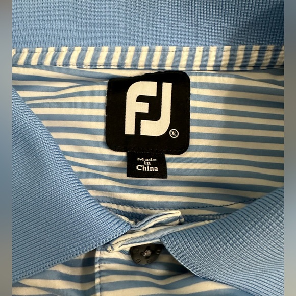 FOOTJOY BLUE STRIPED SHORT SLEEVE GOLF POLO SHIRT XL SAUCON VALLEY COURSE - Picture 4 of 7